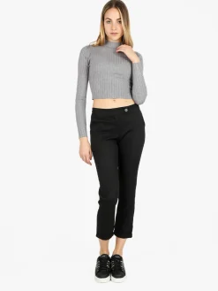 Frenetika Pantaloni classici da donna a gamba dritta con risvolto finale