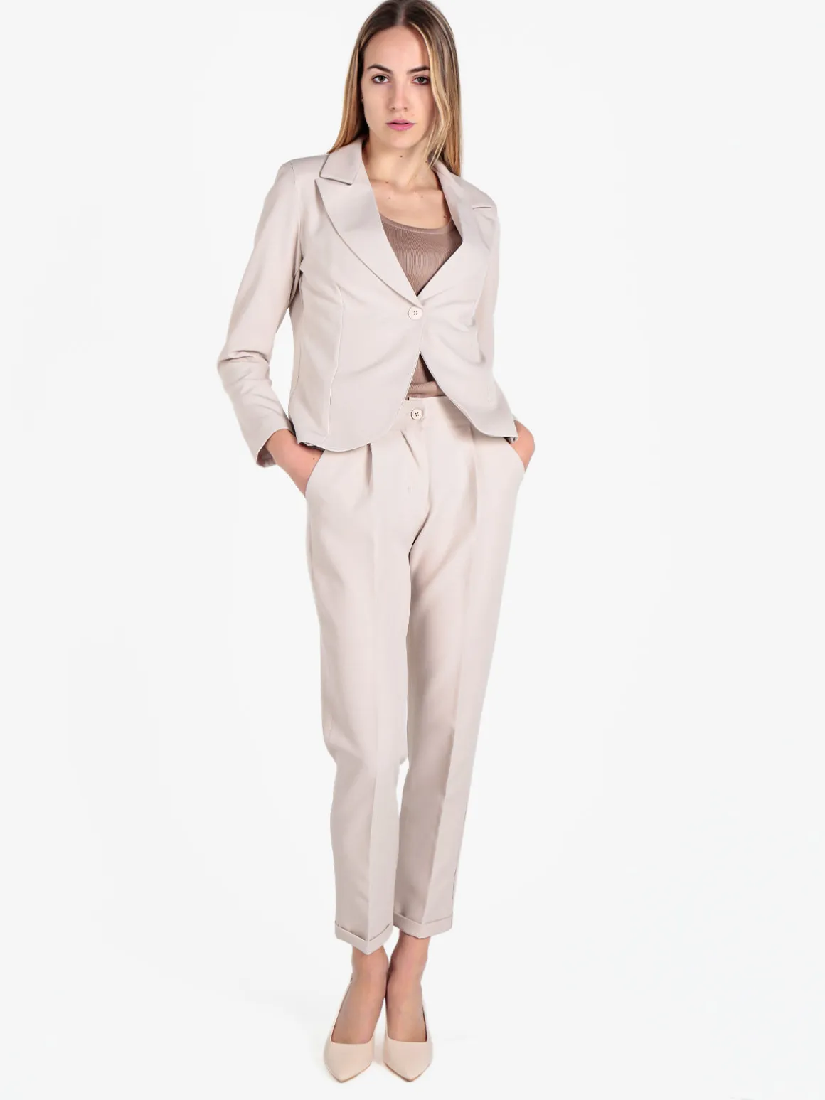 Frenetika Pantaloni classici da donna con risvolto