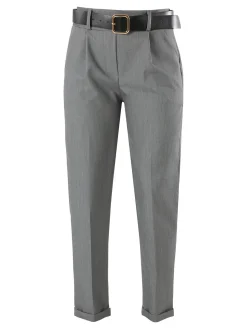Frenetika Pantaloni da donna a gamba dritta con cintura e risvolti sul finale - grigio