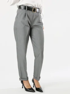 Frenetika Pantaloni da donna a gamba dritta con cintura e risvolti sul finale - grigio