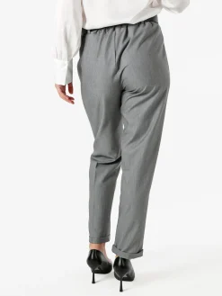 Frenetika Pantaloni da donna a gamba dritta con cintura e risvolti sul finale - grigio