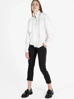 Frenetika Pantaloni da donna modello capri con risvolto