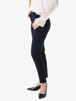 Frenetika Pantaloni donna a gamba dritta con risvolto sul finale e cintura - blu scuro