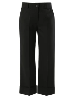 Frenetika Pantaloni donna a gamba larga con ampio risvolto sul finale - nero