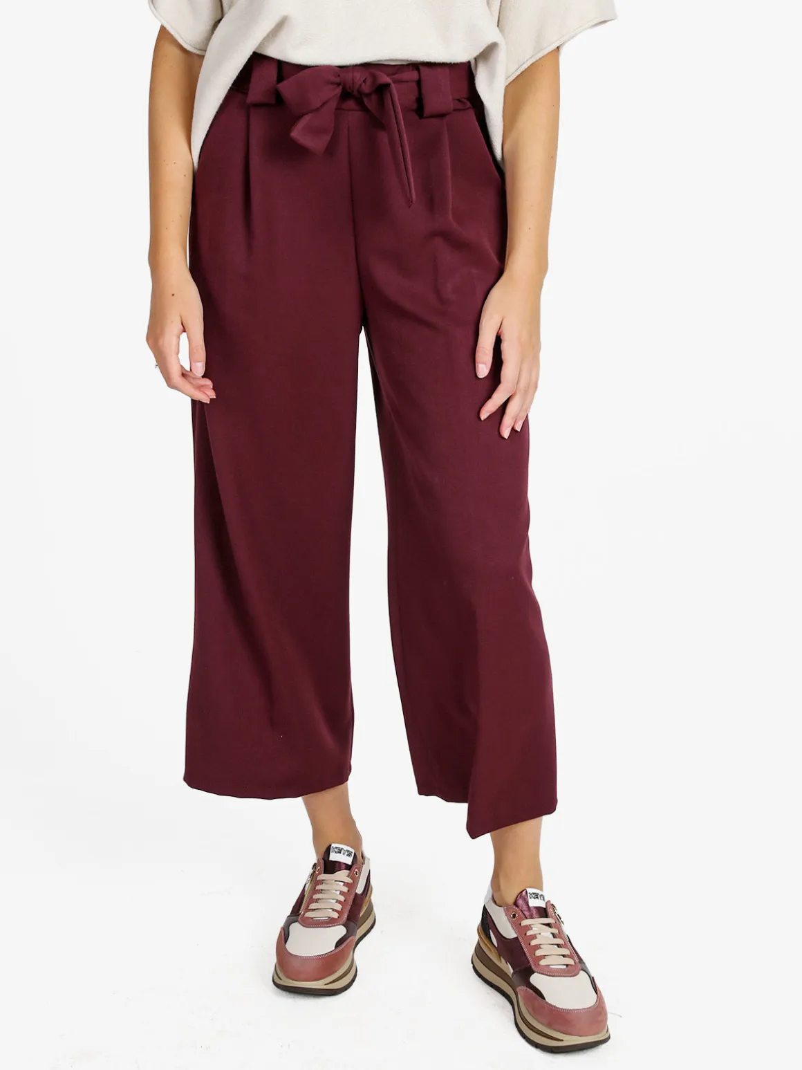 Frenetika Pantaloni donna a palazzo tinta unita - bordeaux