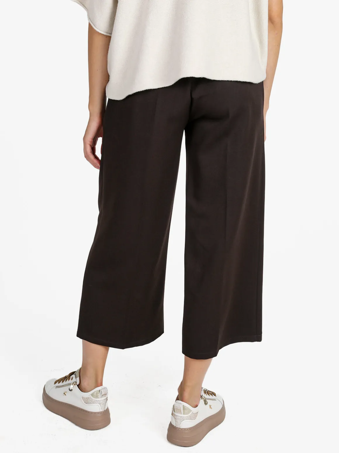 Frenetika Pantaloni donna a palazzo tinta unita - moro