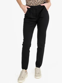 Frenetika Pantaloni donna a sigaretta con elastico in vita - nero