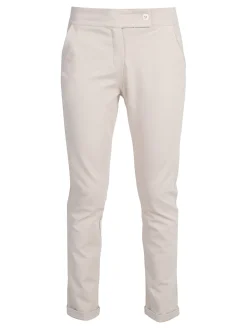 Frenetika Pantaloni donna a vita bassa con risvolto - beige