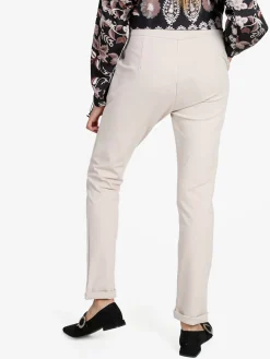 Frenetika Pantaloni donna a vita bassa con risvolto - beige