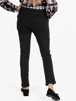 Frenetika Pantaloni donna a vita bassa con risvolto - nero