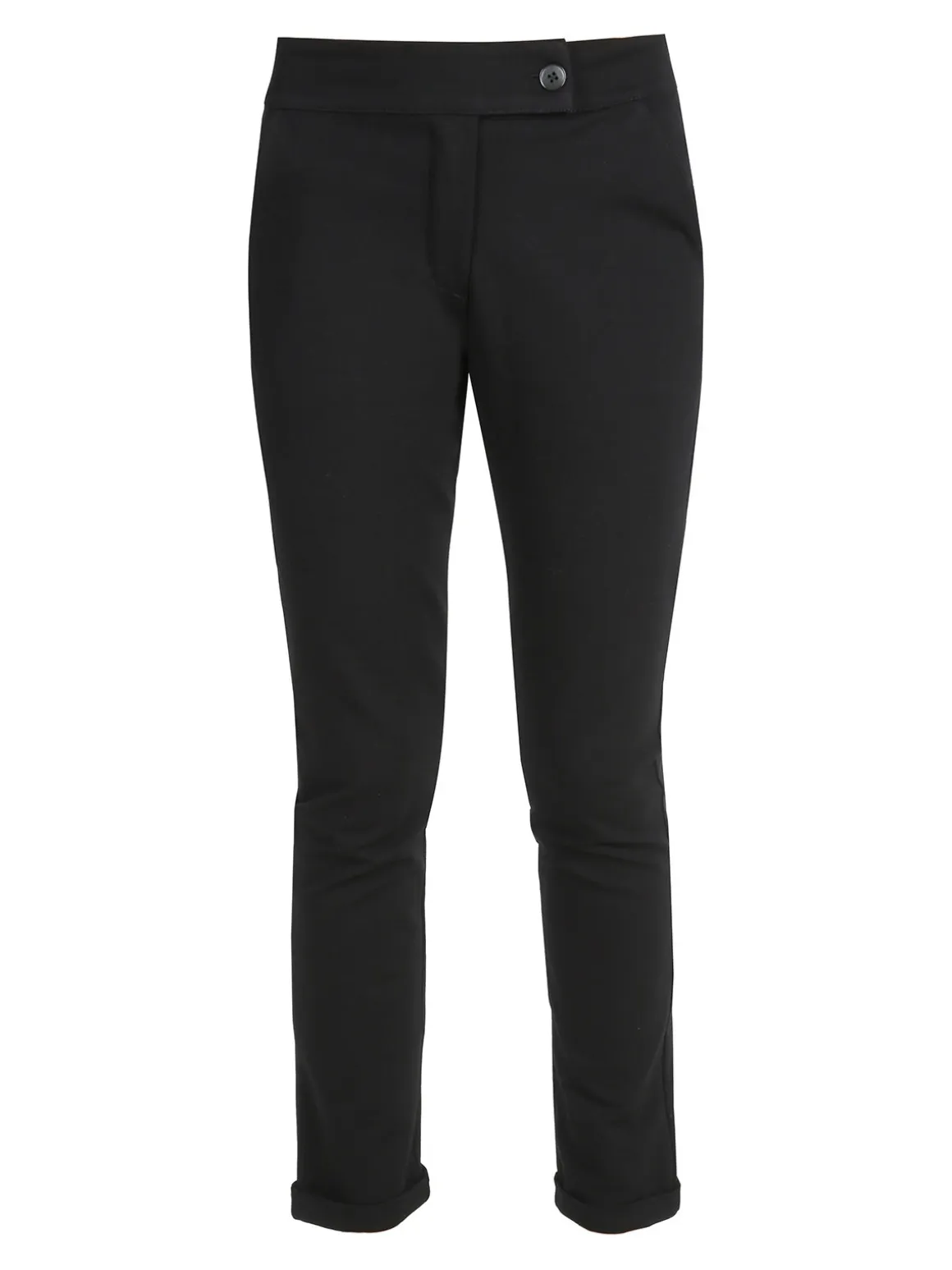 Frenetika Pantaloni donna a vita bassa con risvolto - nero