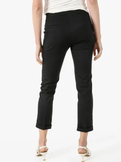 Frenetika Pantaloni donna a vita bassa con risvolto - nero