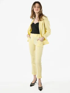 Frenetika Pantaloni donna a vita bassa con risvolto - giallo
