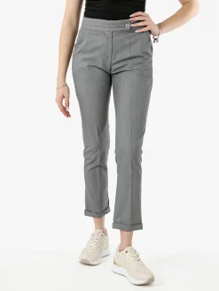 Frenetika Pantaloni donna a vita bassa con risvolto - grigio