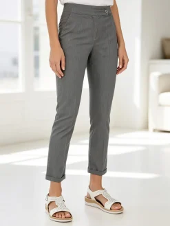 Frenetika Pantaloni donna a vita bassa con risvolto - grigio