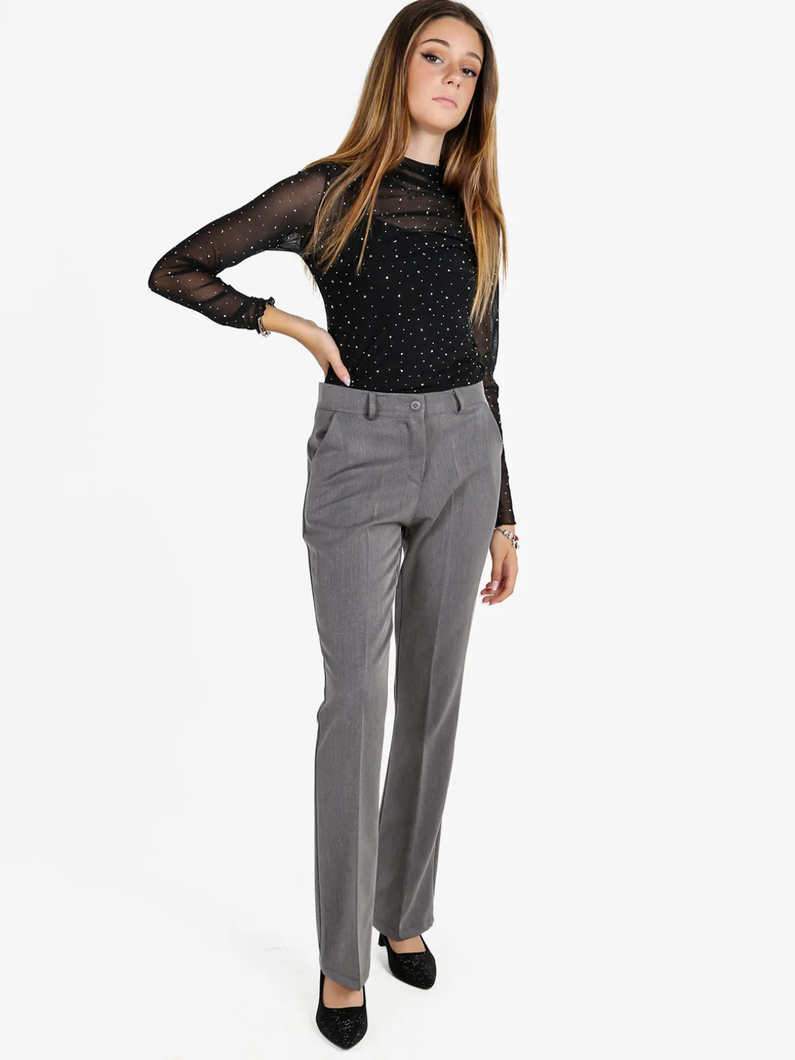 Frenetika Pantaloni donna a zampa - grigio