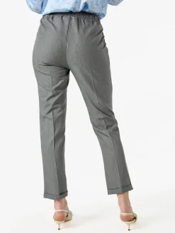 Frenetika Pantaloni donna casual con elastico in vita e risvolto sul finale - grigio