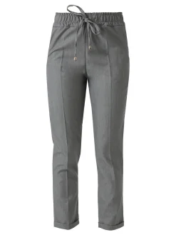 Frenetika Pantaloni donna casual con elastico in vita e risvolto sul finale - grigio