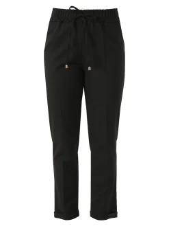 Frenetika Pantaloni donna casual con elastico in vita e risvolto sul finale - nero