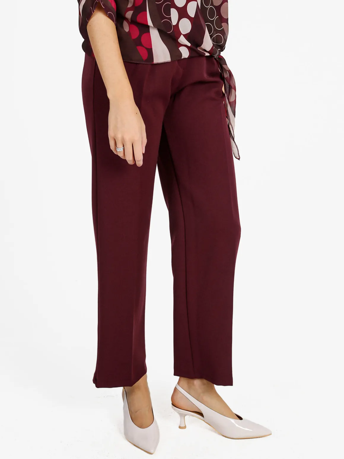 Frenetika Pantaloni donna classici a gamba larga - bordeaux