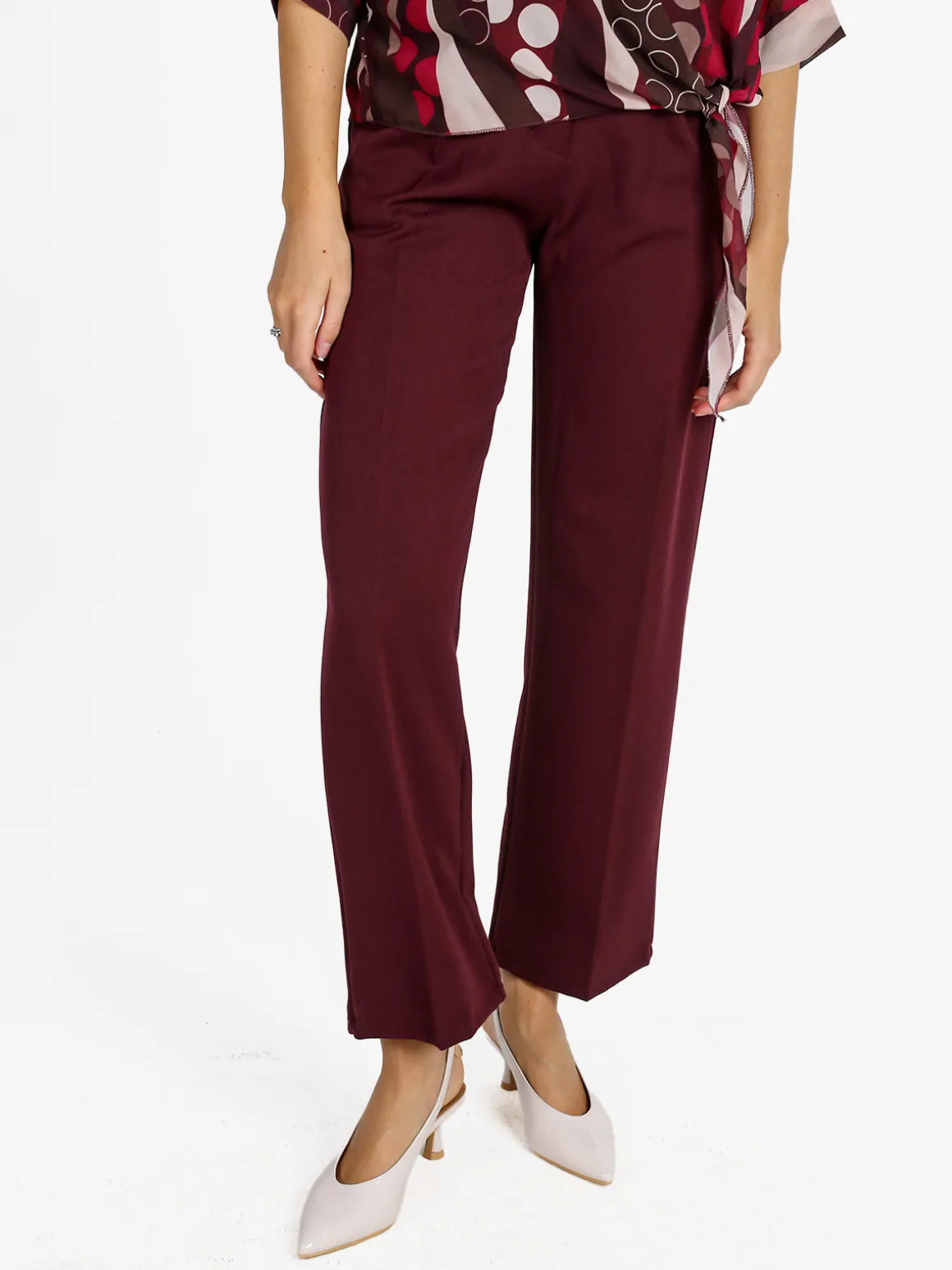 Frenetika Pantaloni donna classici a gamba larga - bordeaux