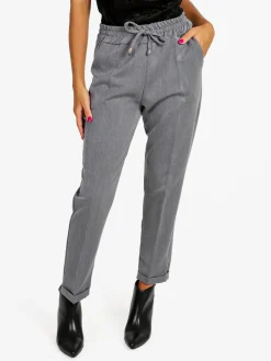 Frenetika Pantaloni donna con risvolto - grigio