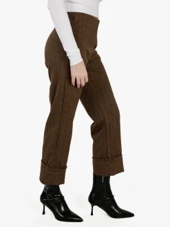 Frenetika Pantaloni donna culotte cropped spigati - moro