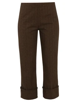 Frenetika Pantaloni donna culotte cropped spigati - moro