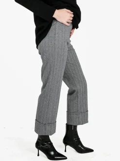 Frenetika Pantaloni donna culotte cropped spigati - grigio