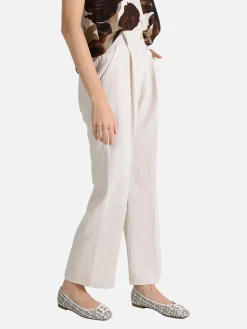 Frenetika Pantaloni donna in misto lino a gamba dritta