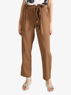 Frenetika Pantaloni donna in misto lino con cintura