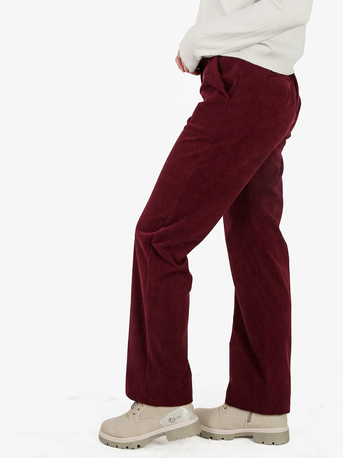 Frenetika Pantaloni donna in velluto a coste - bordeaux