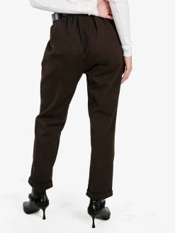 Frenetika Pantaloni donna pied de poule con cintura e risvolto finale - moro