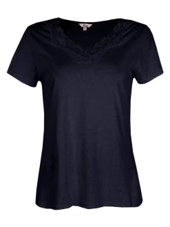 Fuanna T-shirt da pigiama con pizzo
