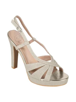 Galia Sandali donna glitter con tacco e plateau