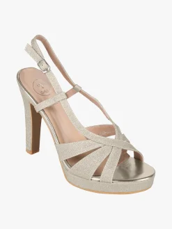 Galia Sandali donna glitter con tacco e plateau