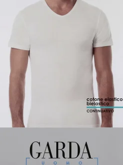 Garda T-shirt intima uomo scollo V in cotone bielastico