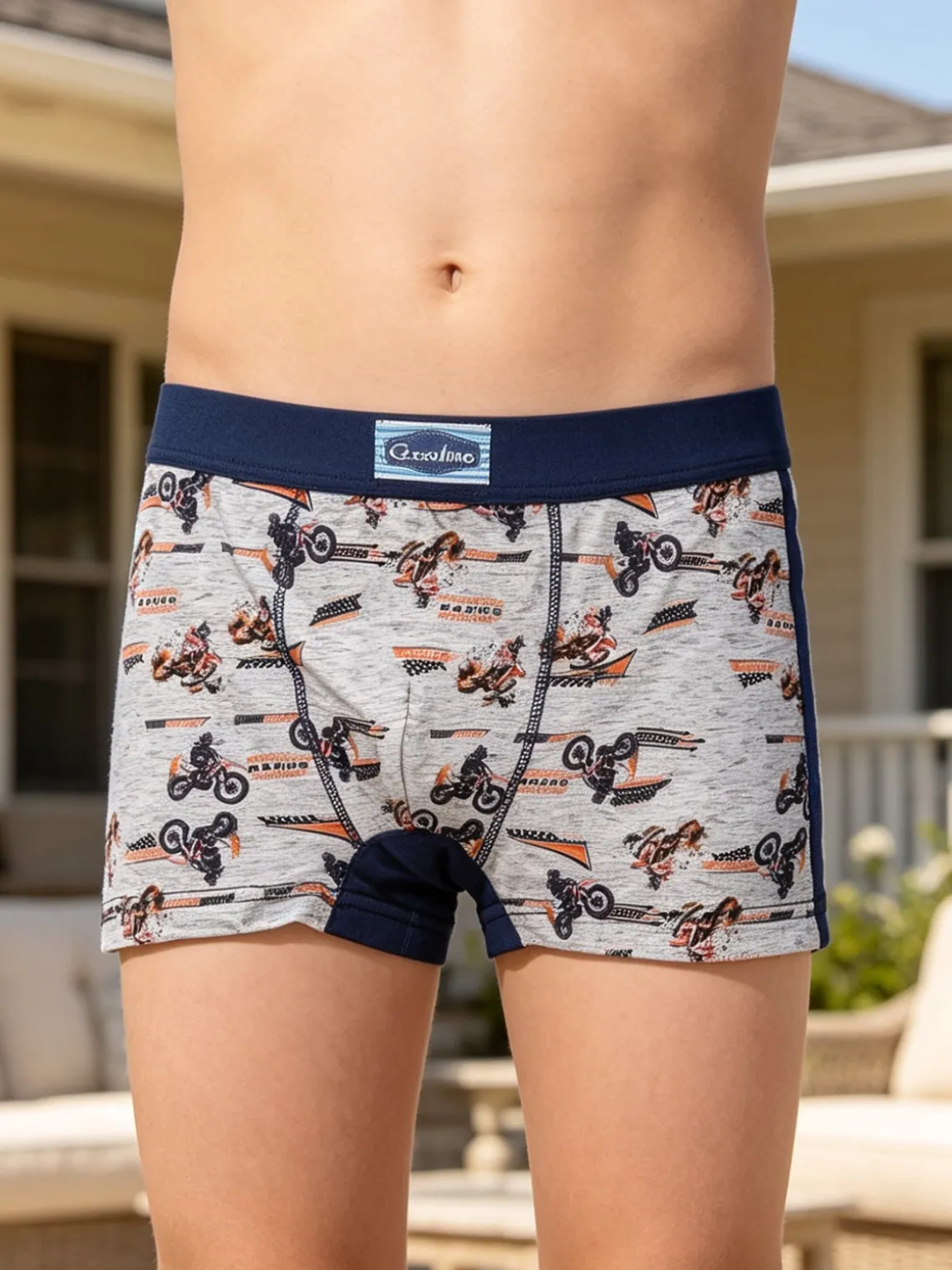 Gasolino Boxer da bambino in cotone con stampe - azzurro