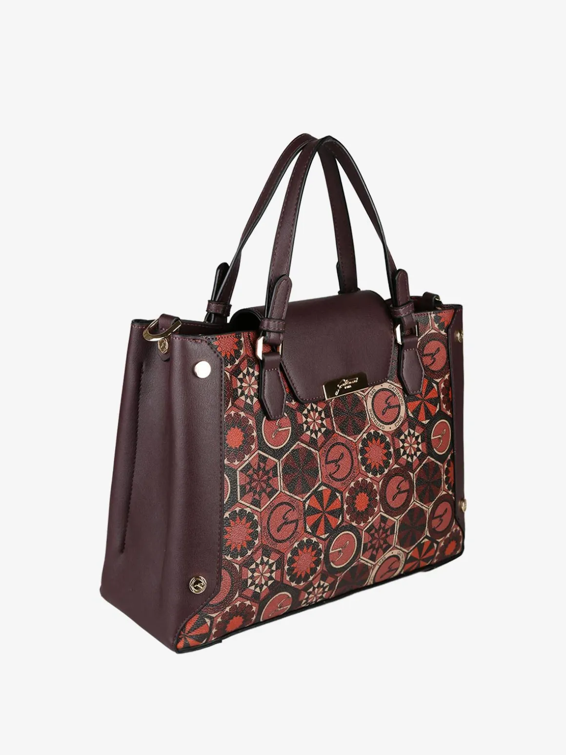 Gattinoni Borsa donna con doppi manici e stampe - bordeaux
