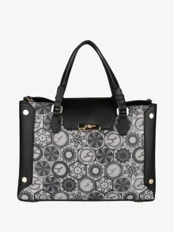 Gattinoni Borsa donna con doppi manici e stampe - nero