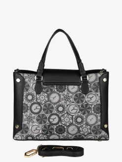 Gattinoni Borsa donna con doppi manici e stampe - nero