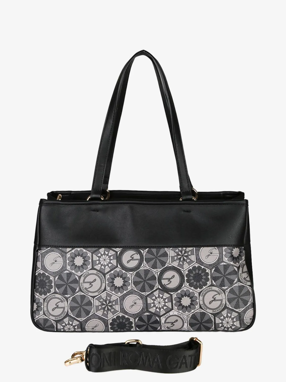 Gattinoni Borsa donna in ecopelle con doppi manici - nero