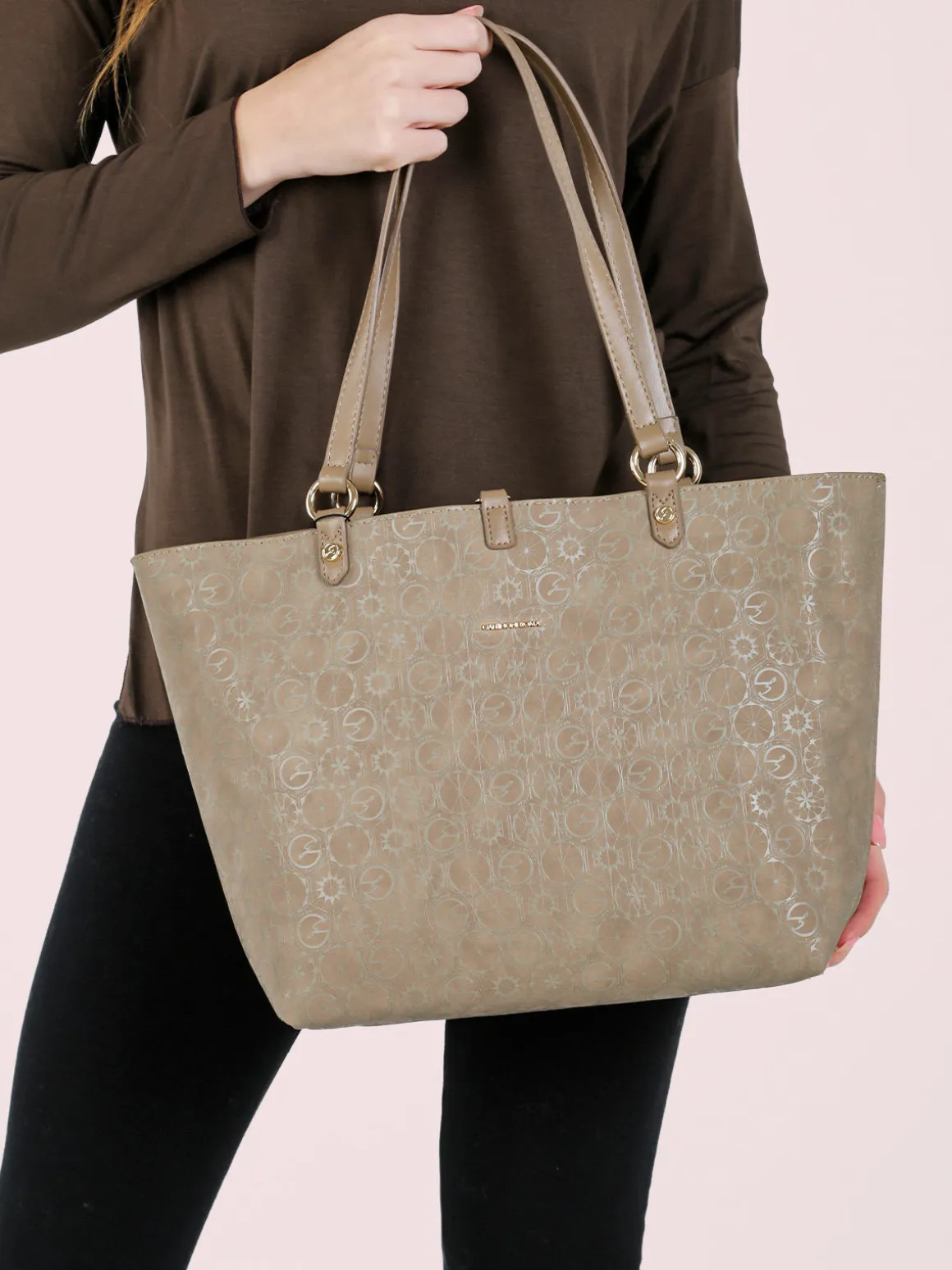 Gattinoni Borsa tote donna reversibile con pochette - taupe