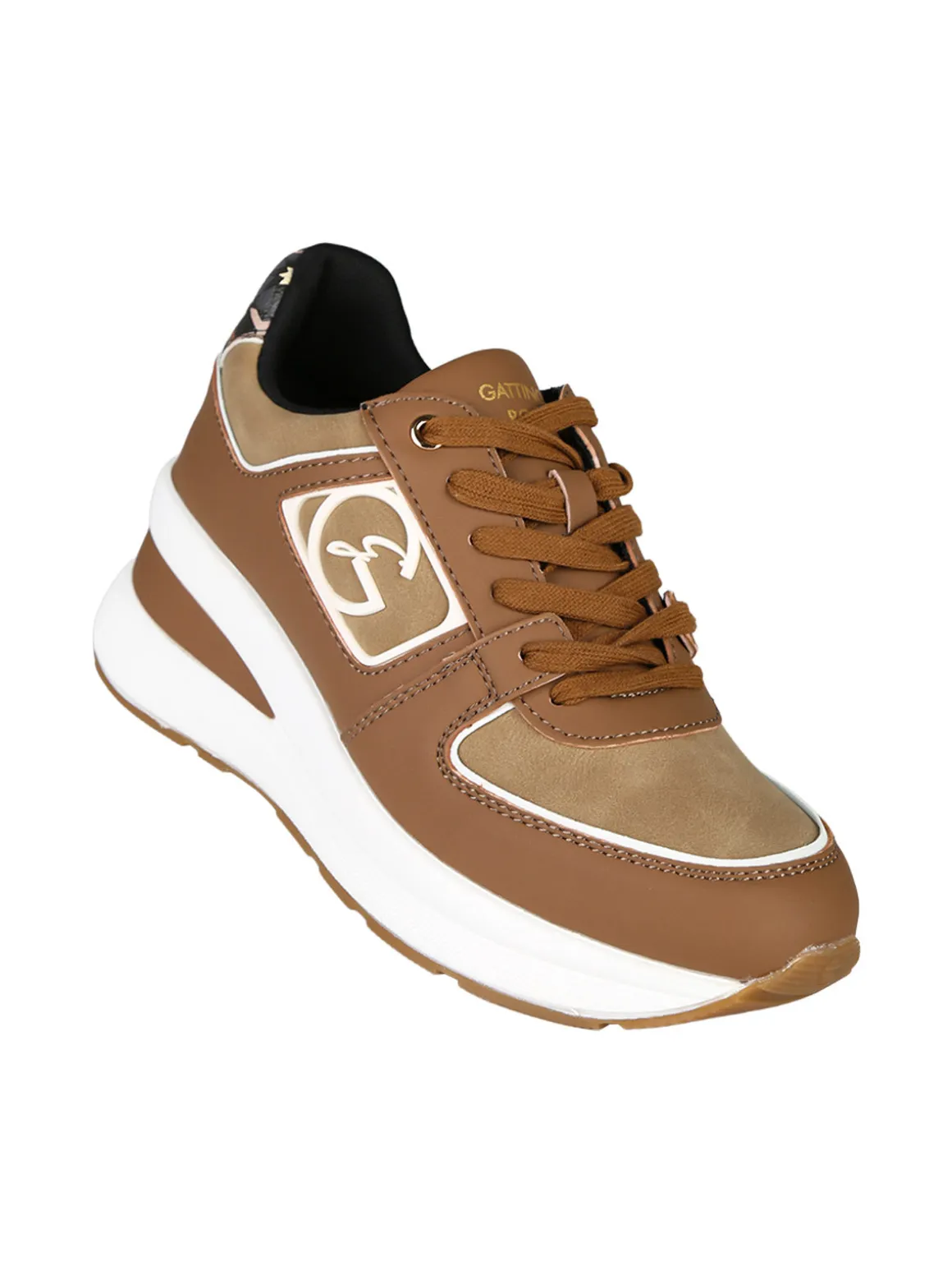 Gattinoni Sneakers donna con zeppa e dettagli effetto nabuck - marrone