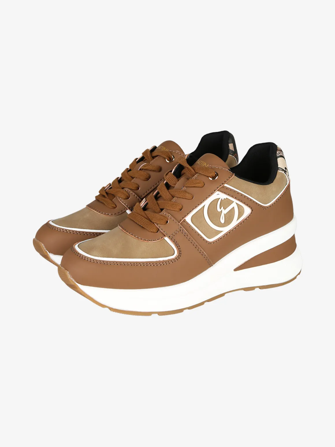 Gattinoni Sneakers donna con zeppa e dettagli effetto nabuck - marrone