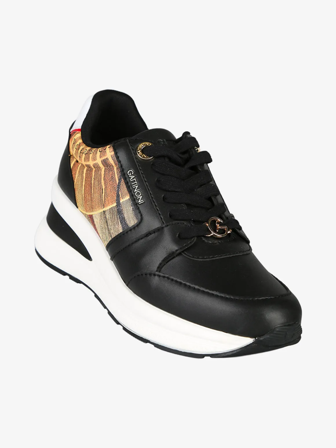 Gattinoni Sneakers donna stringate con zeppa - nero