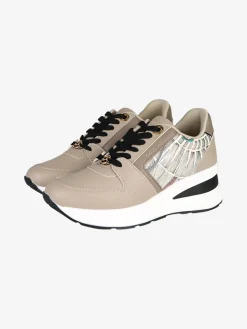 Gattinoni Sneakers donna stringate con zeppa - taupe