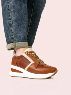 Gattinoni Sneakers donna stringate con zeppa - marrone