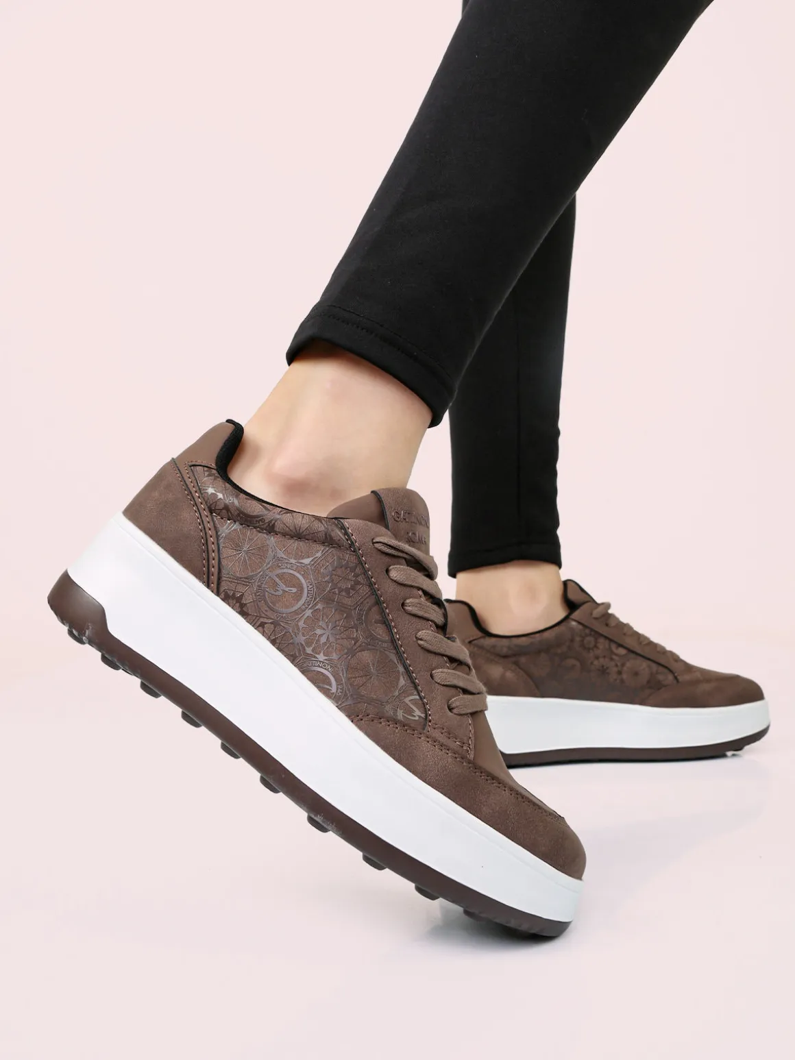 Gattinoni Sneakers donna stringate con platform - moro