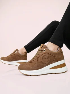 Gattinoni Sneakers donna stringate con zeppa - marrone